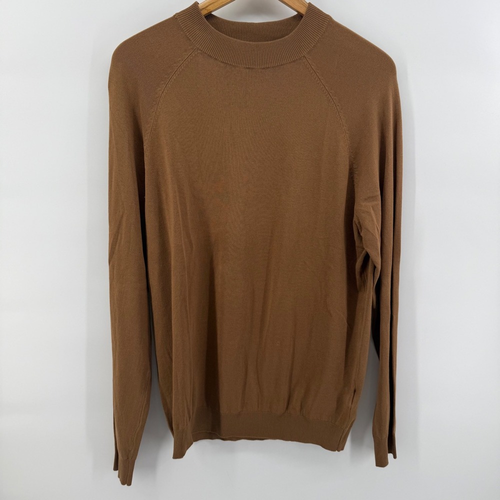 Zara Man Brown Viscose Blend Crew Neck Raglan Sleeve Sweater Size M NEW